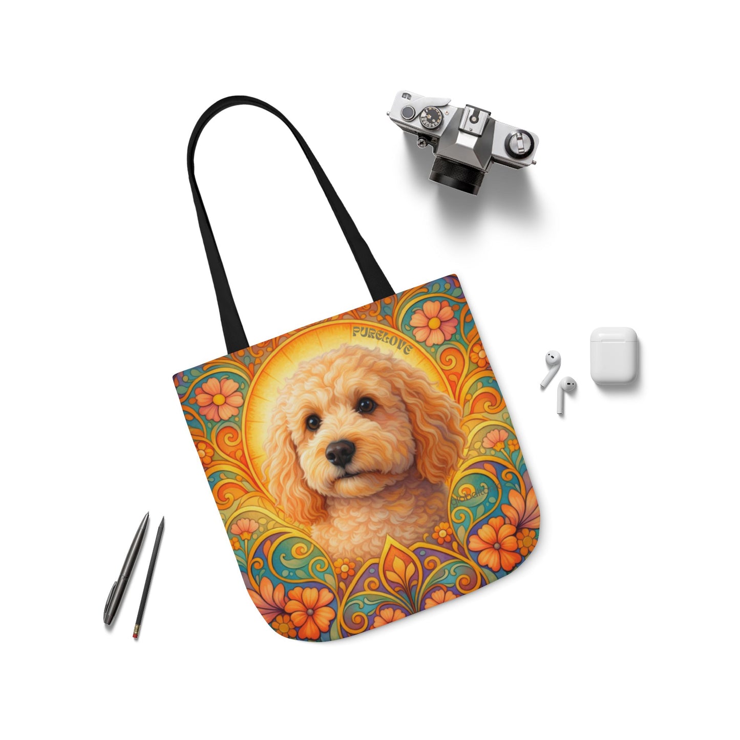 Goldendoodle (Groodle) All-Over Print Canvas Tote Bag – Colourful Artistic Dog Lover Gift
