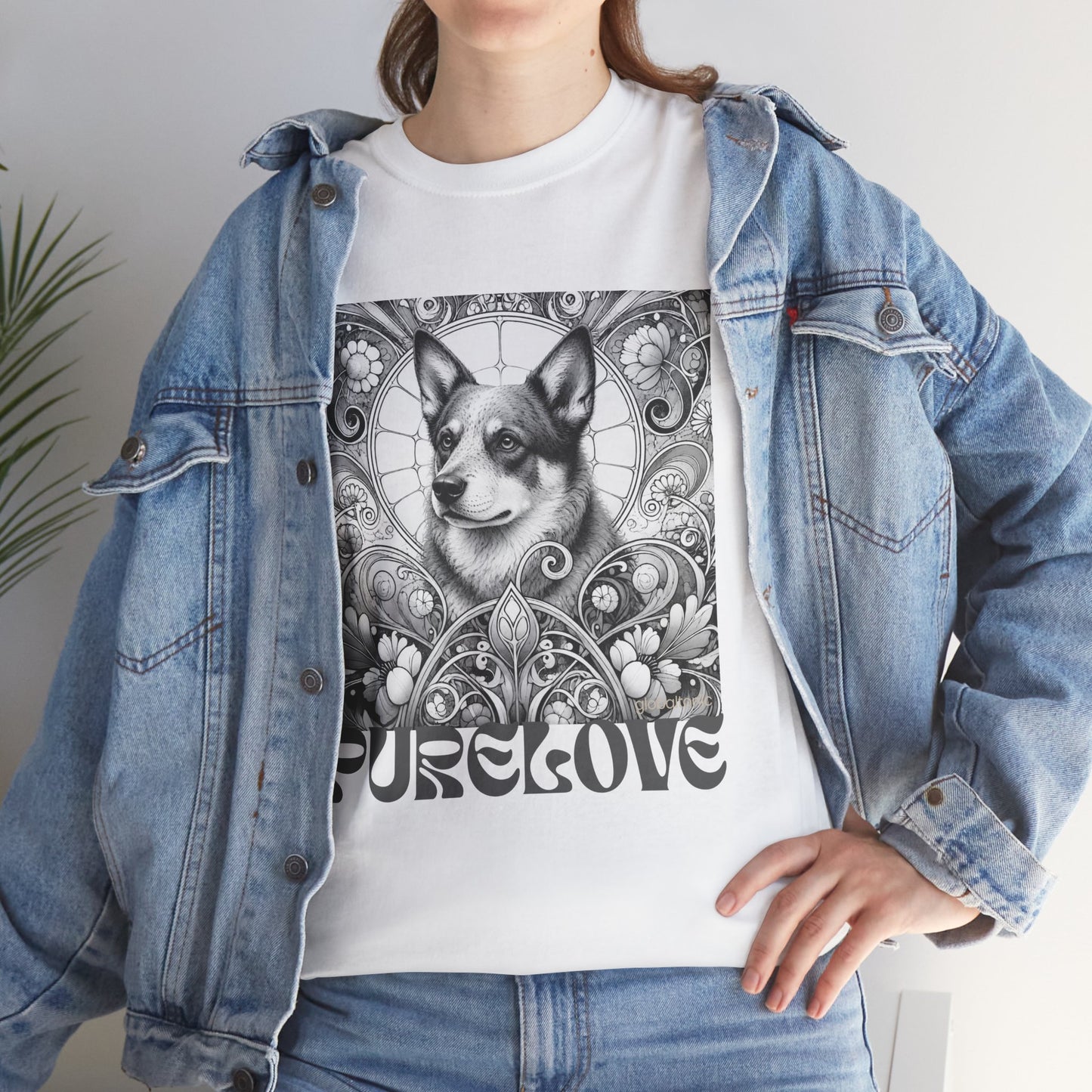 Australian Blue Heeler Vintage Unisex Cotton Tee for Dog Lovers (Black & White)