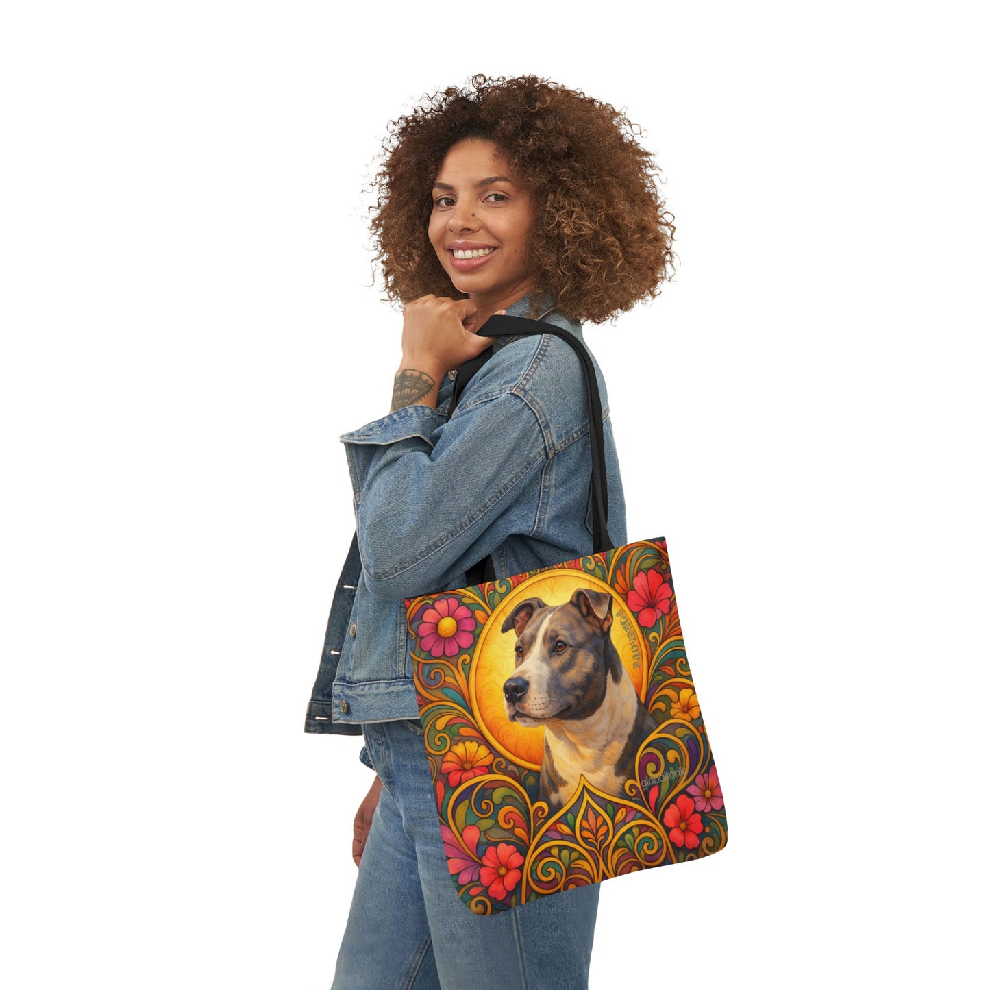 Staffy Grey & White All-Over Print Canvas Tote Bag – Colourful Artistic Dog Lover Gift