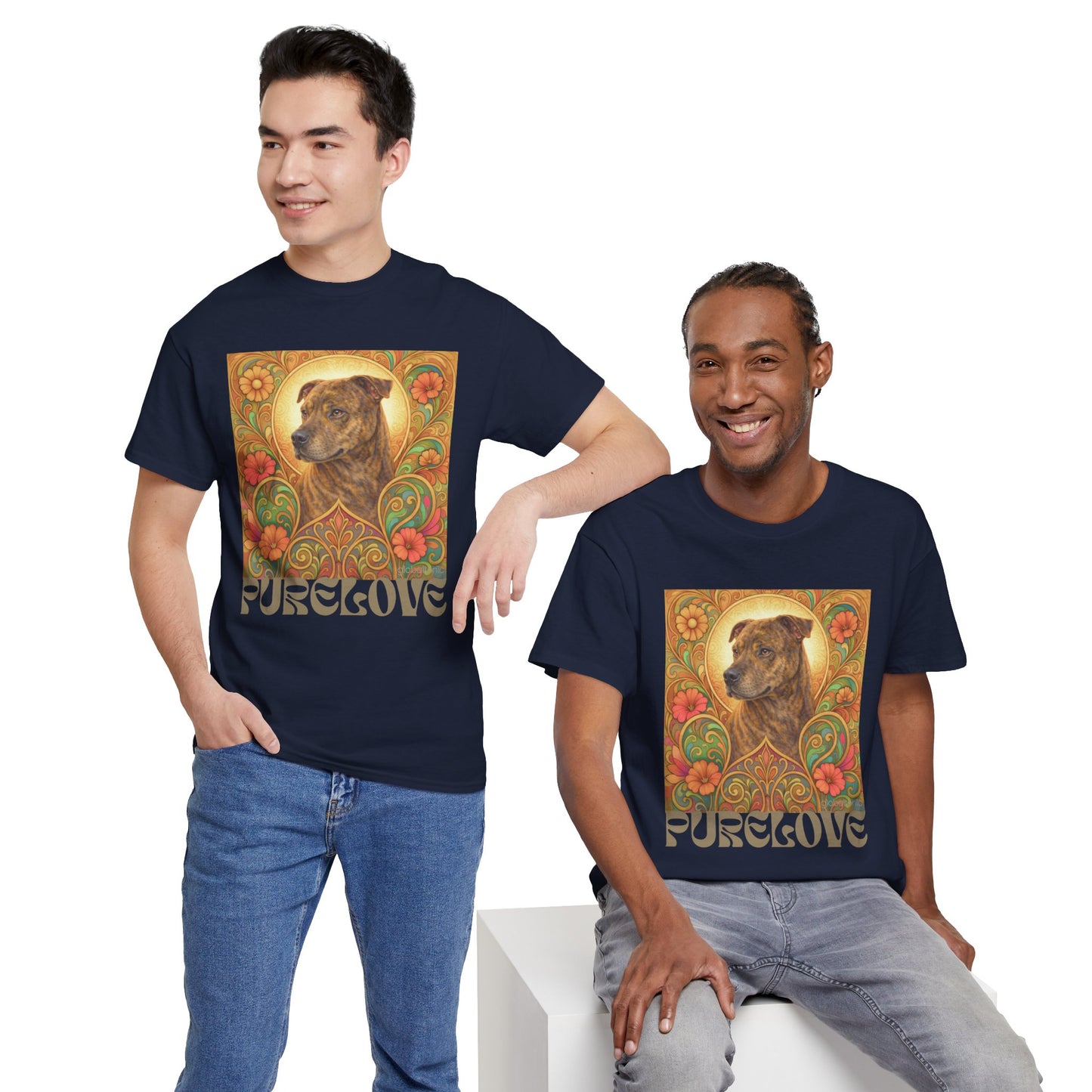 Staffy Brown Brindle Vintage Graphic T-Shirt – Unisex Cotton Tee for Dog Lovers