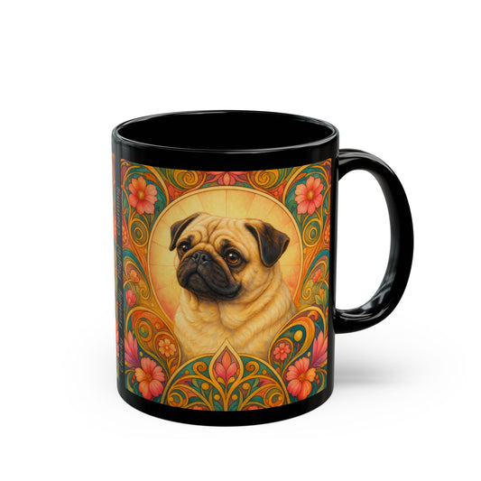Pug Dog Lover Black Mug – Vintage Pet Themed Cup for Gifts & Home Decor