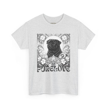 Pug Black Vintage Unisex Cotton Tee for Dog Lovers (Black & White T-Shirt)