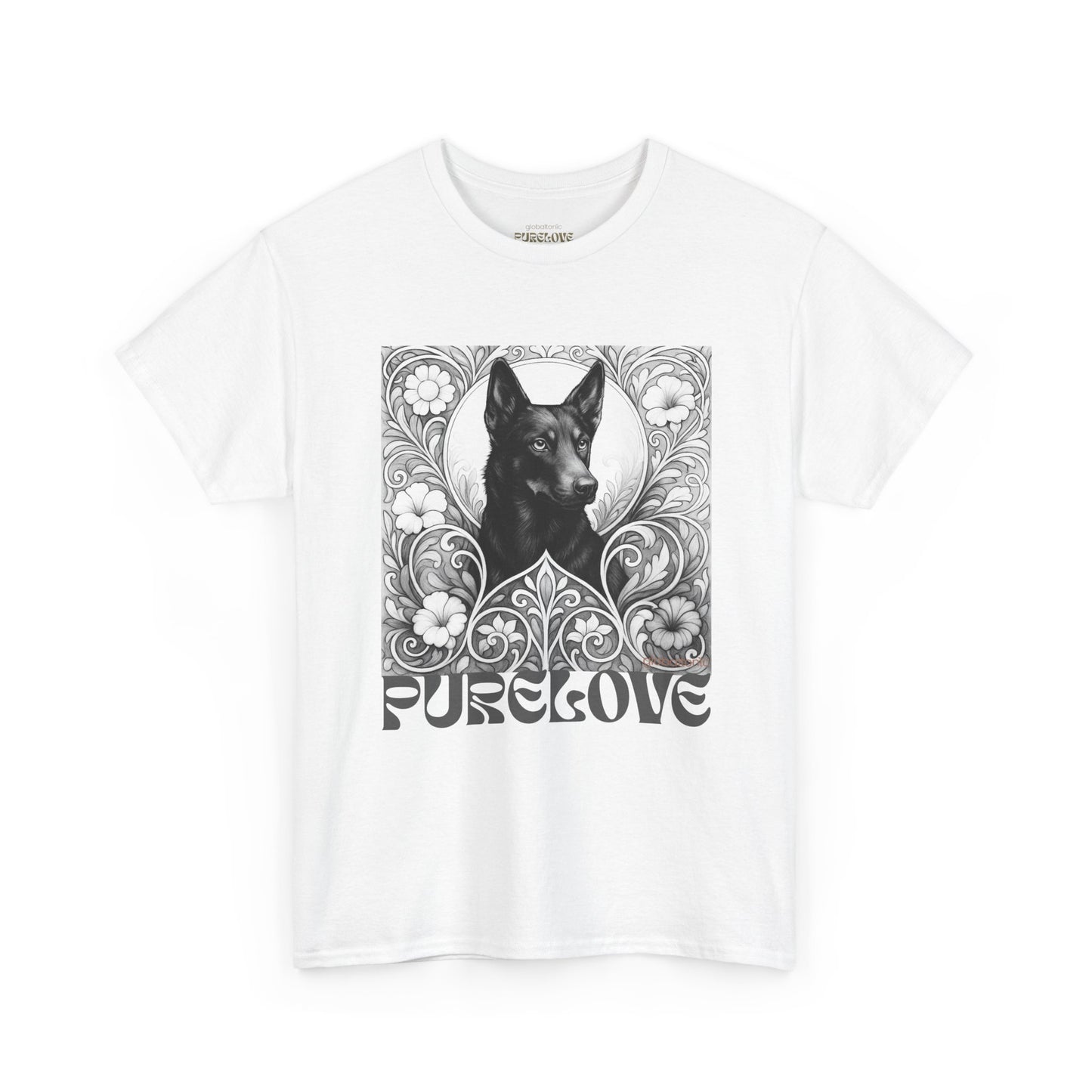 Kelpie Black Vintage Unisex Cotton Tee for Dog Lovers (Black & White)