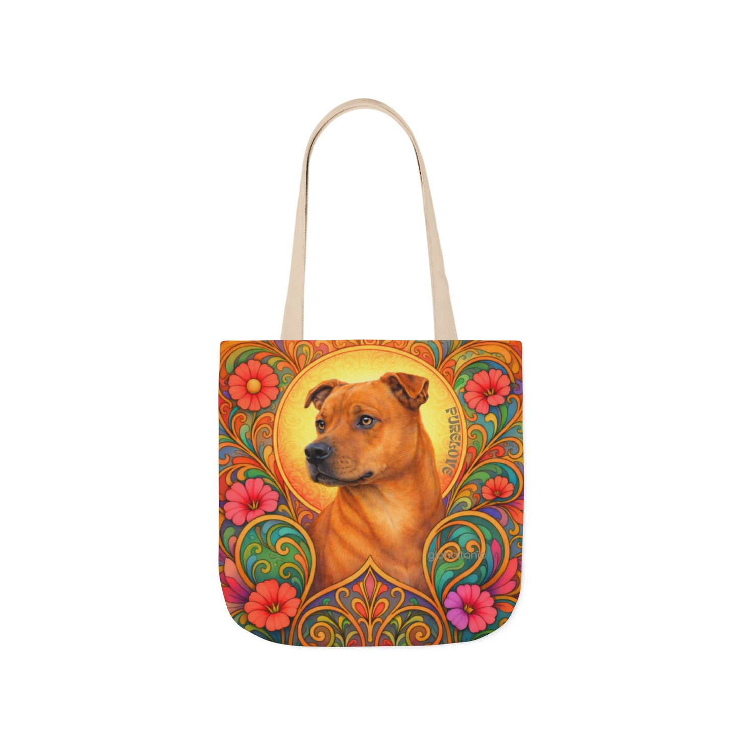 Staffy Tan All-Over Print Canvas Tote Bag – Colourful Artistic Dog Lover Gift