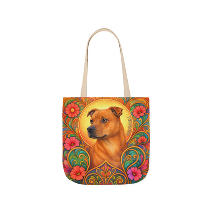 Staffy Tan All-Over Print Canvas Tote Bag – Colourful Artistic Dog Lover Gift