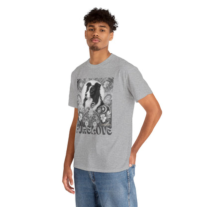 Border Collie Vintage Unisex Cotton Tee for Dog Lovers (Black & White)