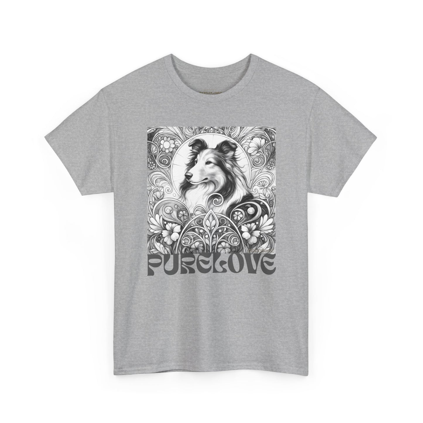 Collie Vintage Unisex Cotton Tee for Dog Lovers (Black & White)