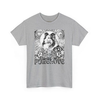Collie Vintage Unisex Cotton Tee for Dog Lovers (Black & White)