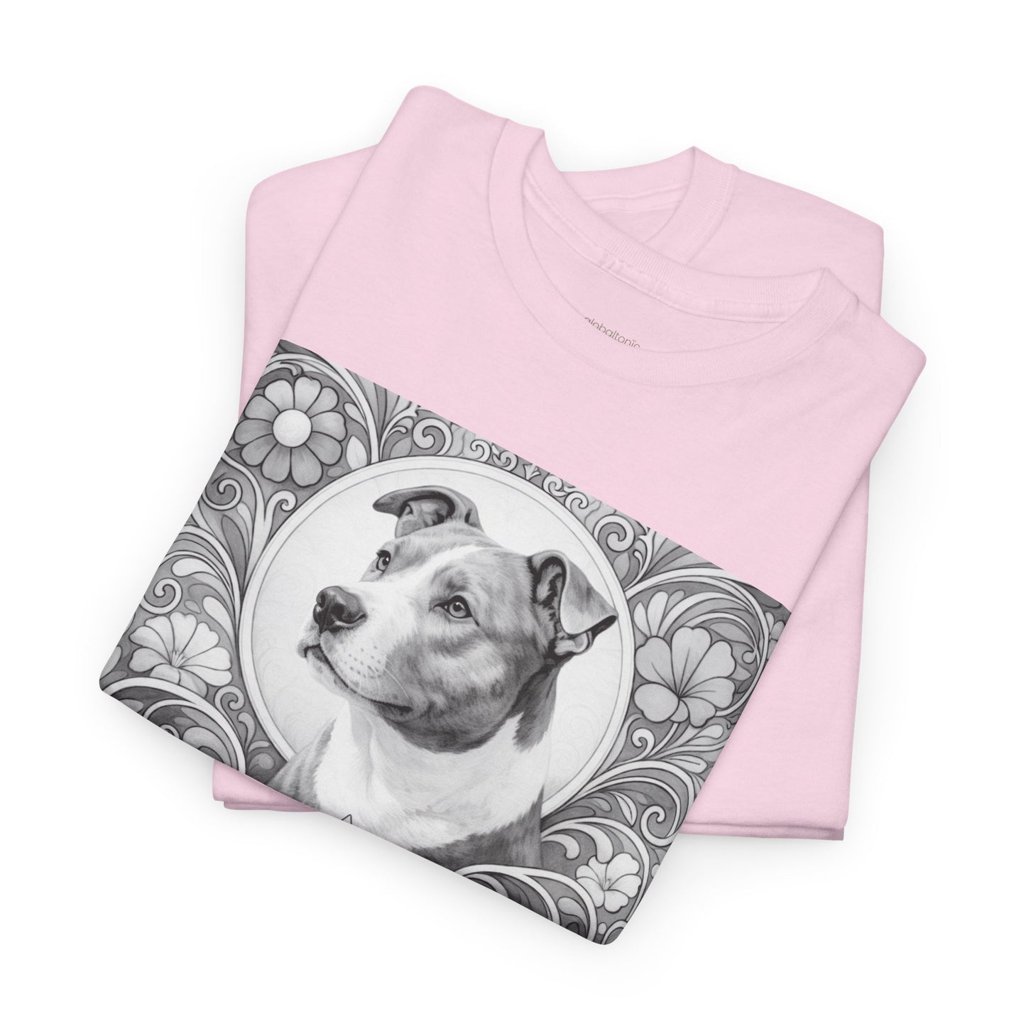 Staffy Grey & White Vintage Unisex Cotton Tee for Dog Lovers (Black & White T-Shirt)