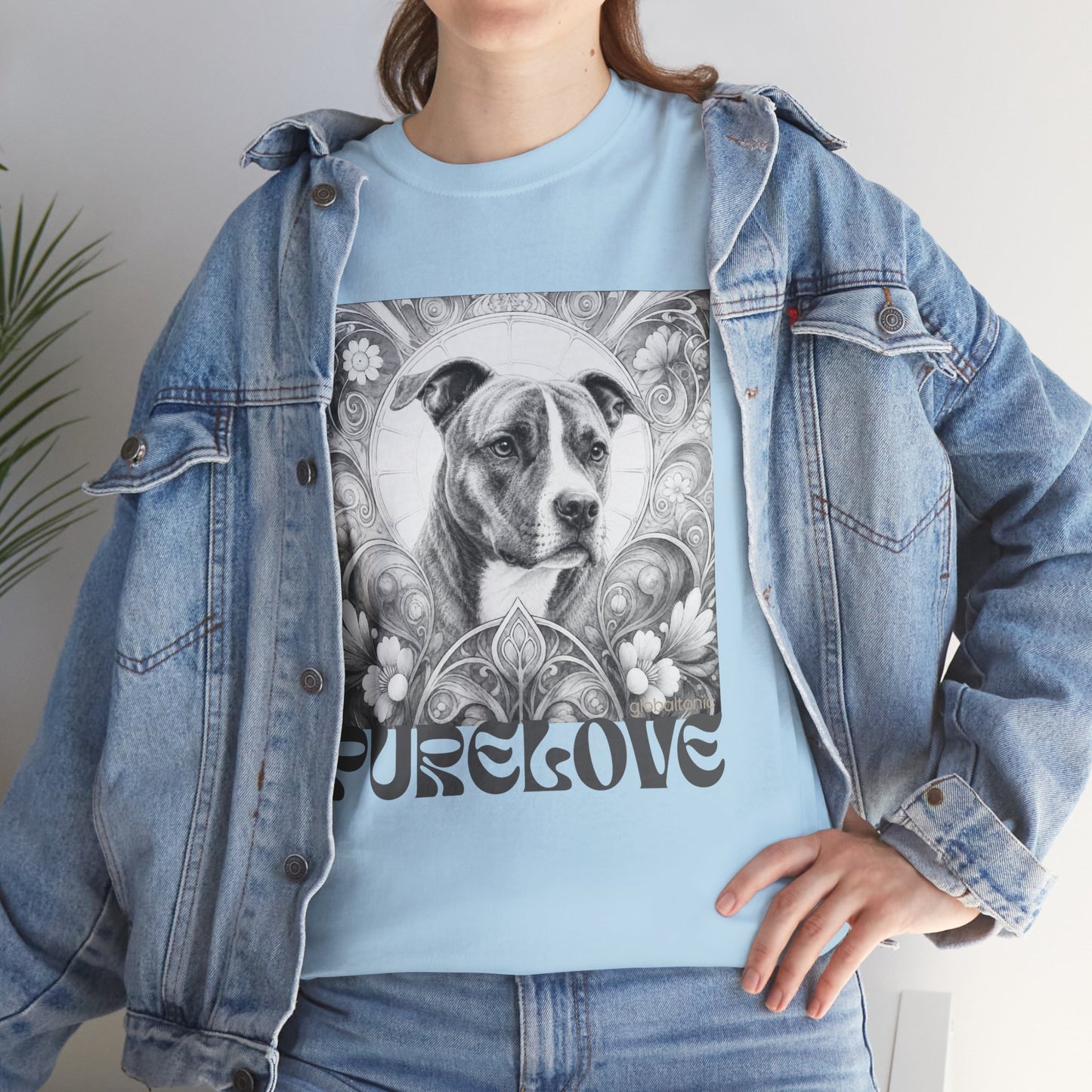 Staffy (Coco) Bull Terrier Vintage Unisex Cotton Tee for Dog Lovers (Black & White)