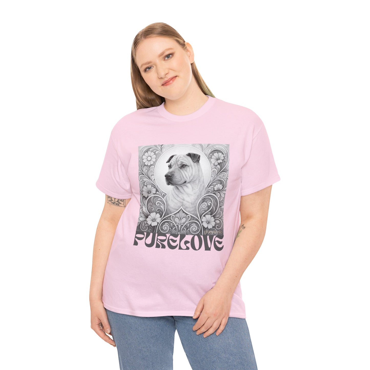 Shar Pei Vintage Graphic T-Shirt – Unisex Cotton Tee for Dog Lovers (Black & White)