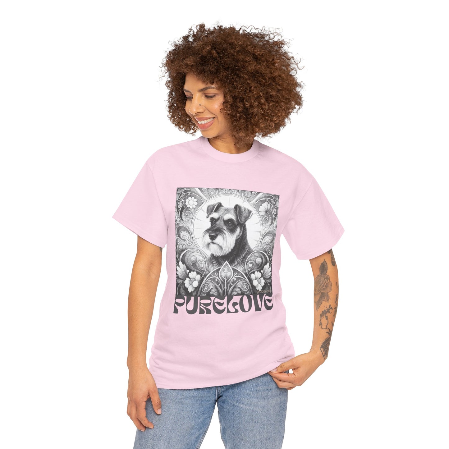 Schnauzer Vintage Unisex Cotton Tee for Dog Lovers (Black & White)