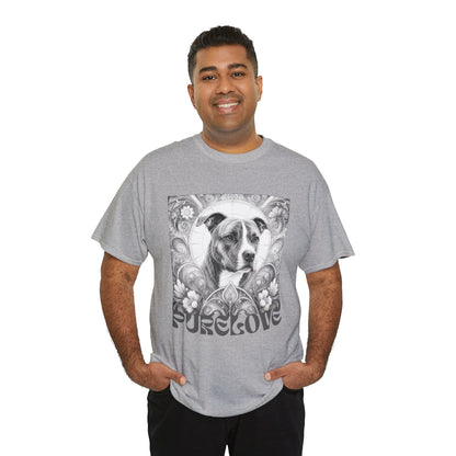Staffy (Coco) Bull Terrier Vintage Unisex Cotton Tee for Dog Lovers (Black & White)