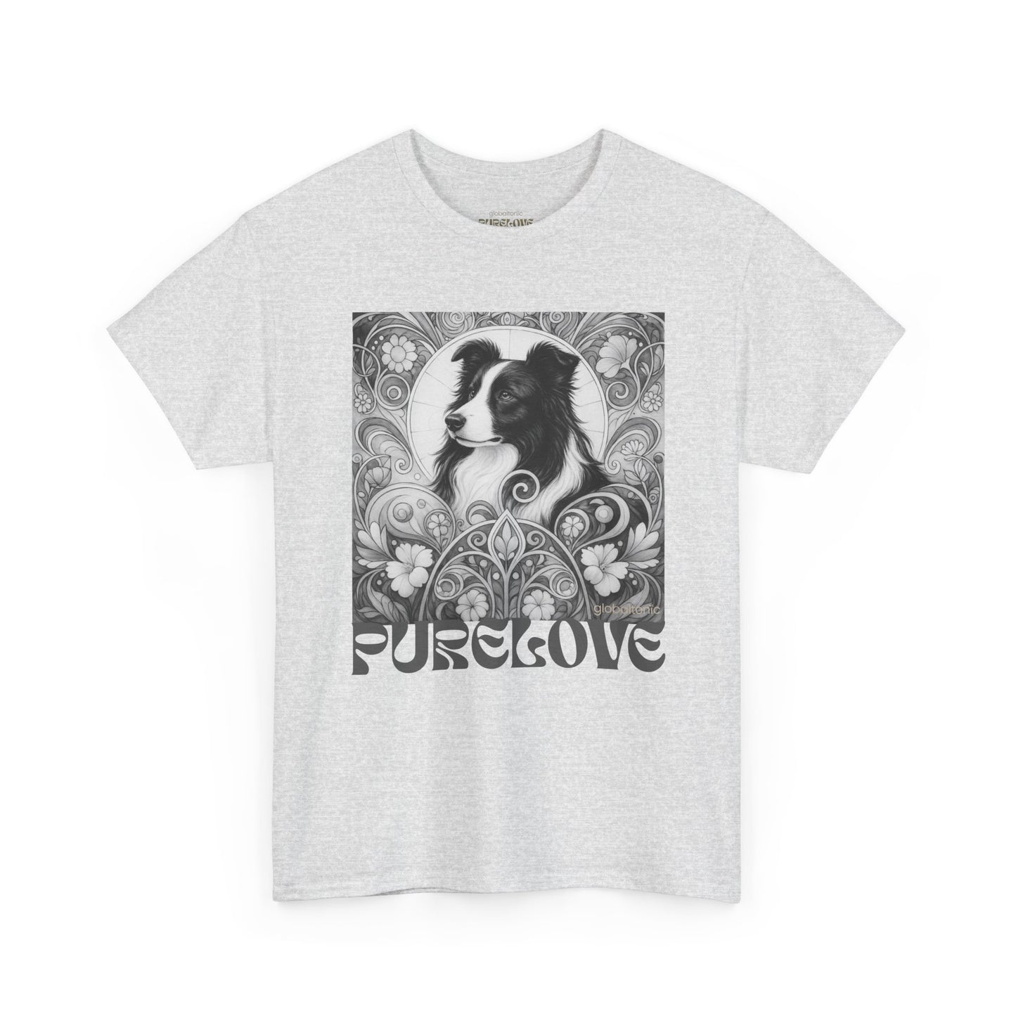 Border Collie Vintage Unisex Cotton Tee for Dog Lovers (Black & White)