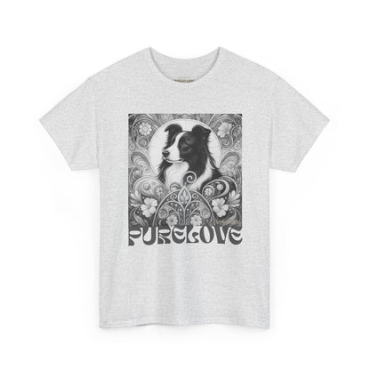 Border Collie Vintage Unisex Cotton Tee for Dog Lovers (Black & White)