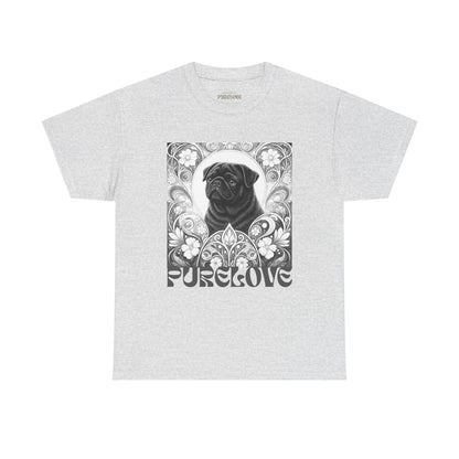 Pug Black Vintage Unisex Cotton Tee for Dog Lovers (Black & White T-Shirt)