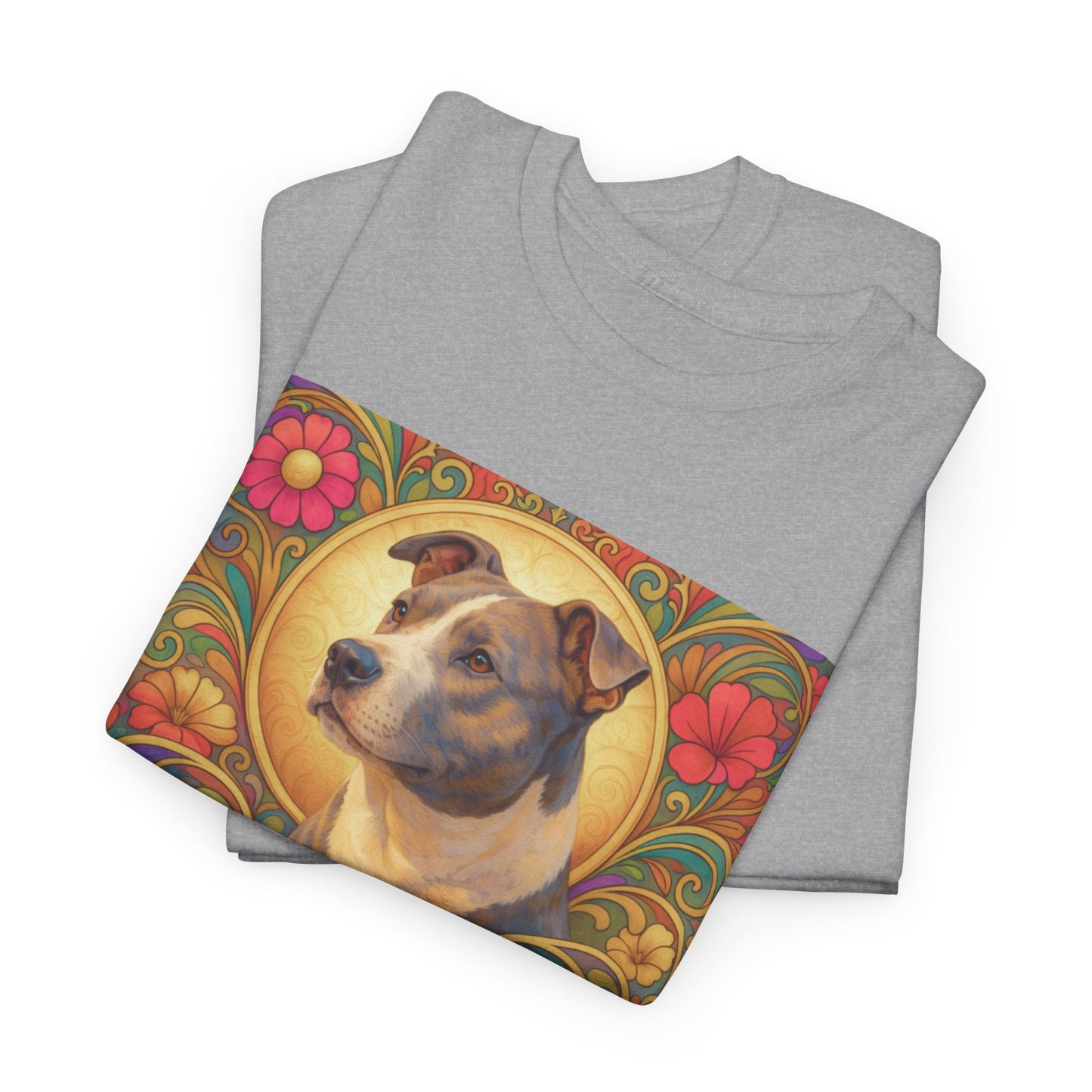 Staffy Grey & White Vintage Graphic T-Shirt – Unisex Cotton Tee for Dog Lovers
