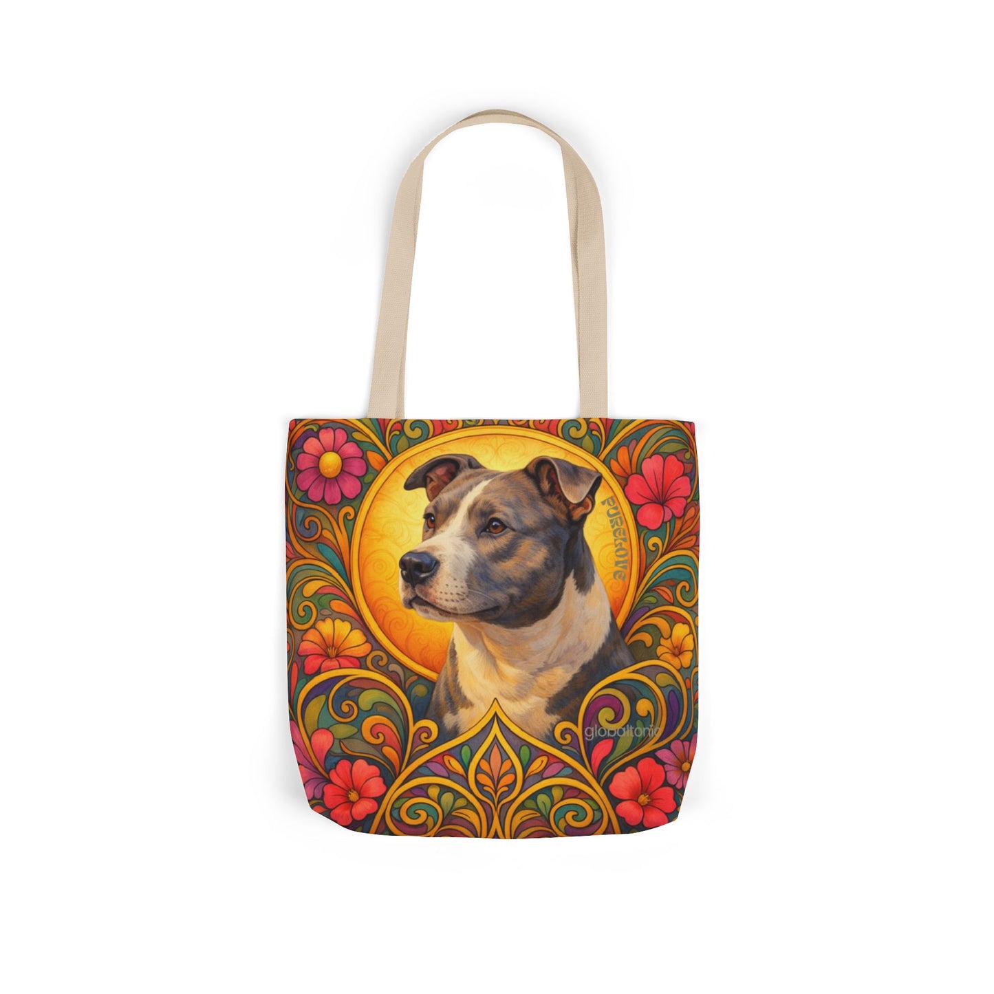 Staffy Grey & White All-Over Print Canvas Tote Bag – Colourful Artistic Dog Lover Gift