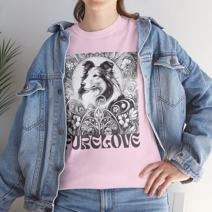 Collie Vintage Unisex Cotton Tee for Dog Lovers (Black & White)