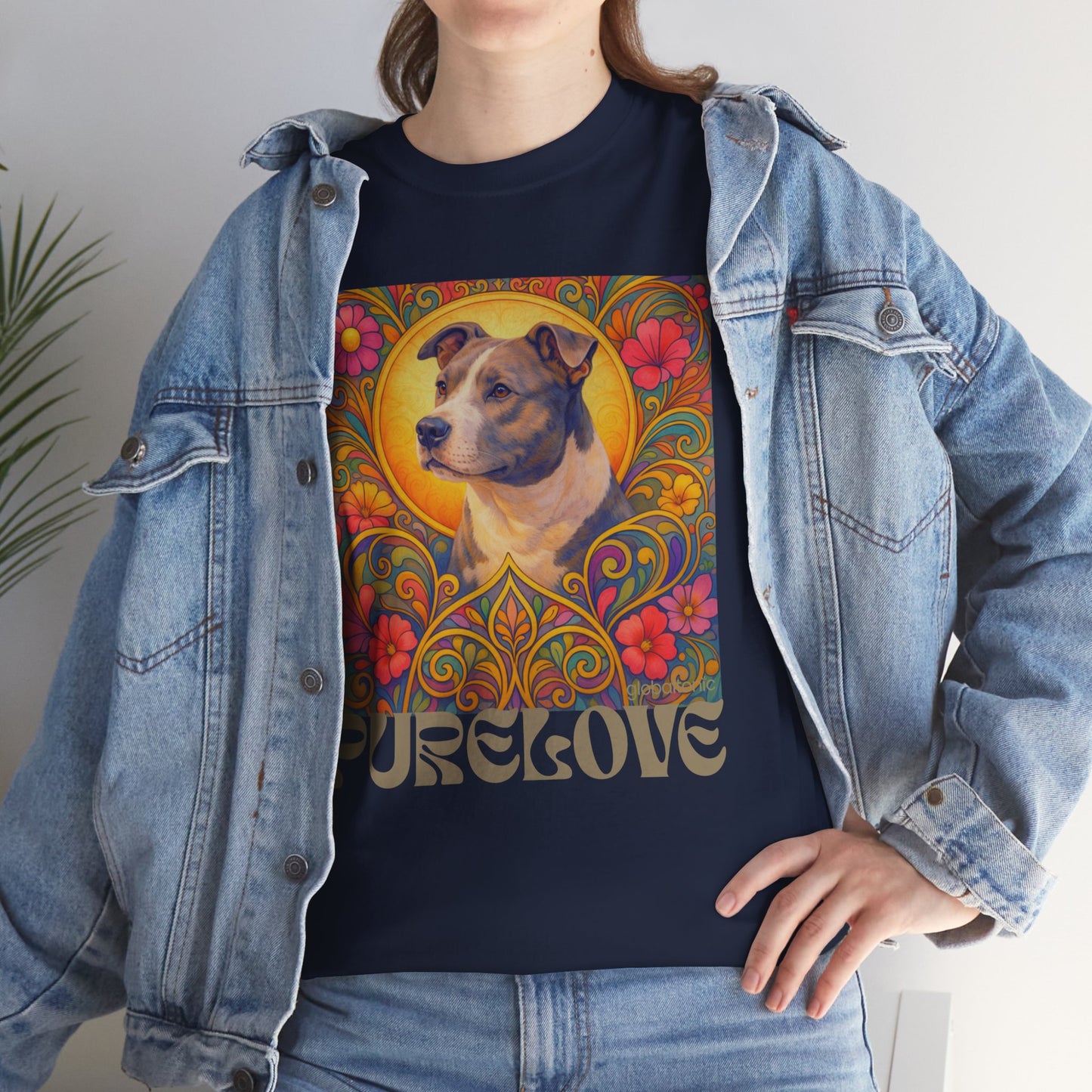 Staffy Grey & White Vintage Graphic T-Shirt – Unisex Cotton Tee for Dog Lovers