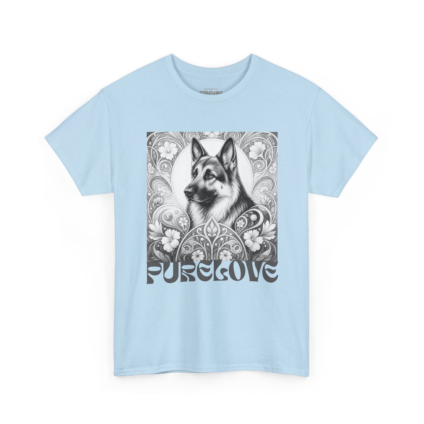 German Shepherd Vintage Unisex Cotton Tee for Dog Lovers  (Black & White)