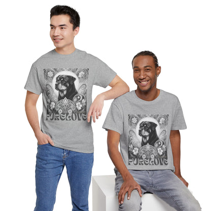 Rottweiler Buddha Vintage Unisex Cotton Tee for Dog Lovers (Black & White T-Shirt)