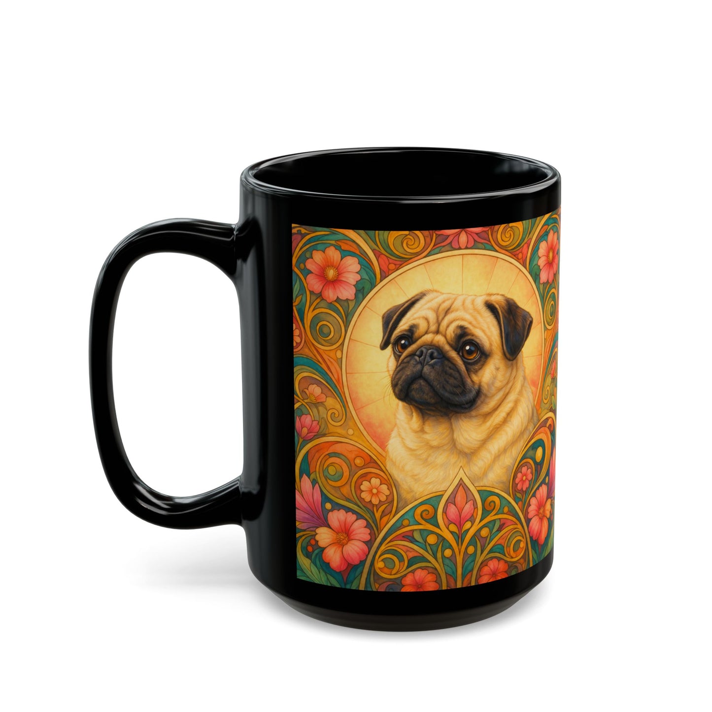 Pug Dog Lover Black Mug – Vintage Pet Themed Cup for Gifts & Home Decor