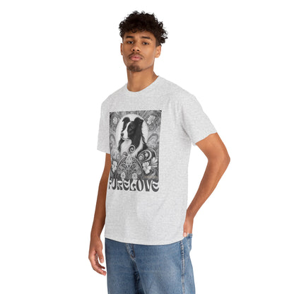 Border Collie Vintage Unisex Cotton Tee for Dog Lovers (Black & White)