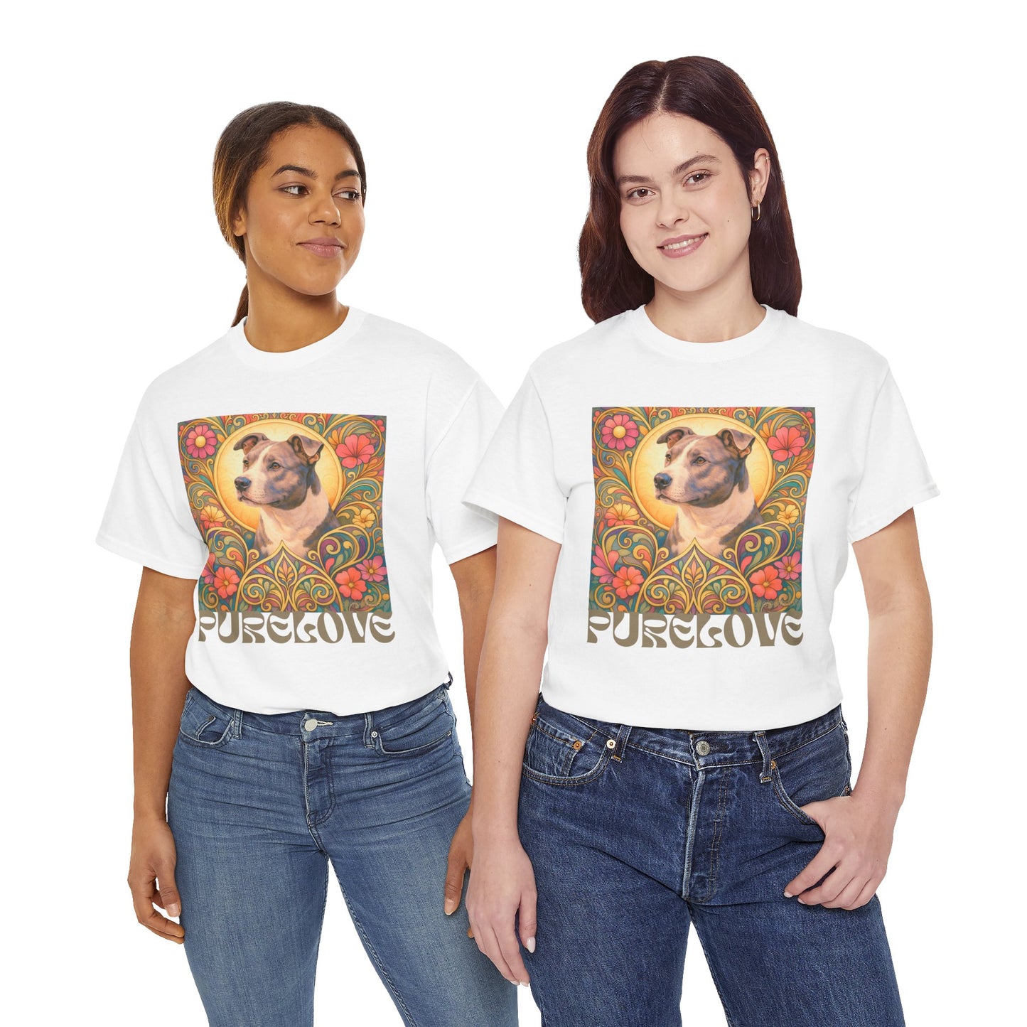 Staffy Grey & White Vintage Graphic T-Shirt – Unisex Cotton Tee for Dog Lovers