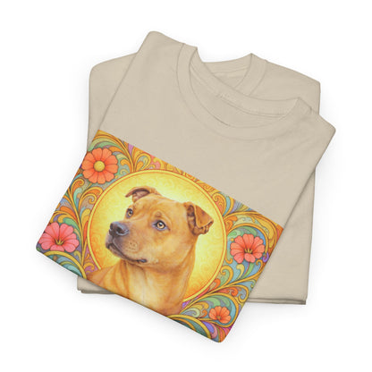 Staffy Tan Vintage Graphic T-Shirt – Unisex Cotton Tee for Dog Lovers