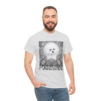 Bichon Frise Vintage Unisex Cotton Tee for Dog Lovers (Black & White)