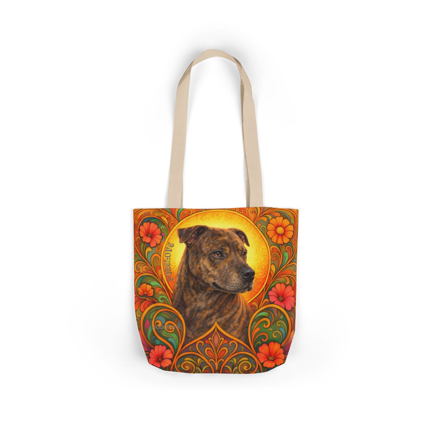 Staffy Brown All-Over Print Canvas Tote Bag – Colourful Artistic Dog Lover Gift