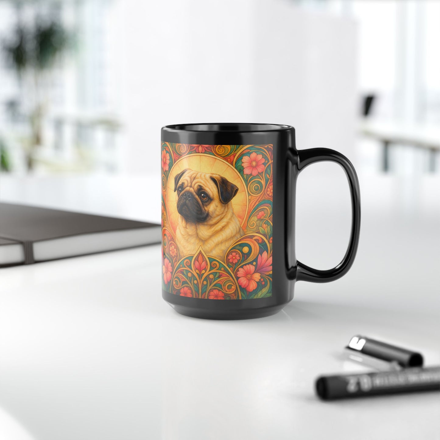 Pug Dog Lover Black Mug – Vintage Pet Themed Cup for Gifts & Home Decor