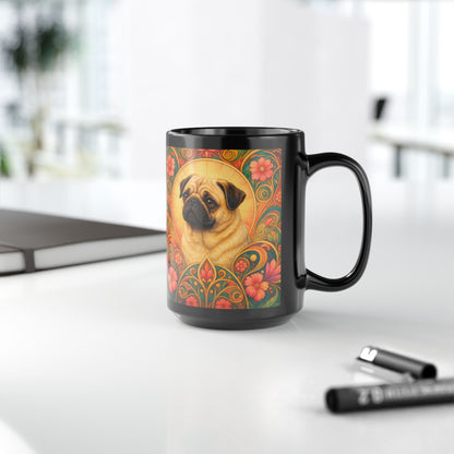 Pug Dog Lover Black Mug – Vintage Pet Themed Cup for Gifts & Home Decor