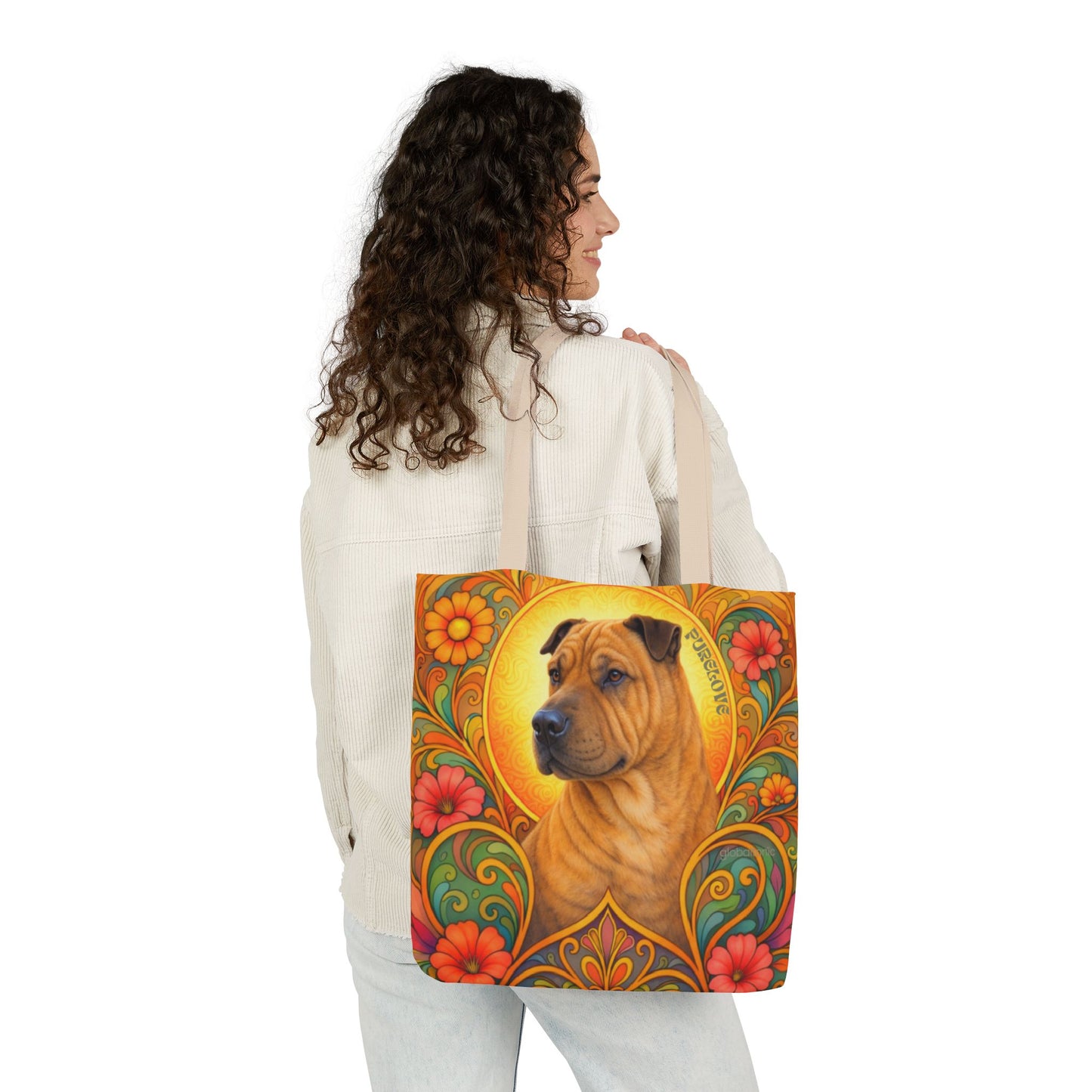 Shar Pei All-Over Print Canvas Tote Bag – Colourful Artistic Dog Lover Gift