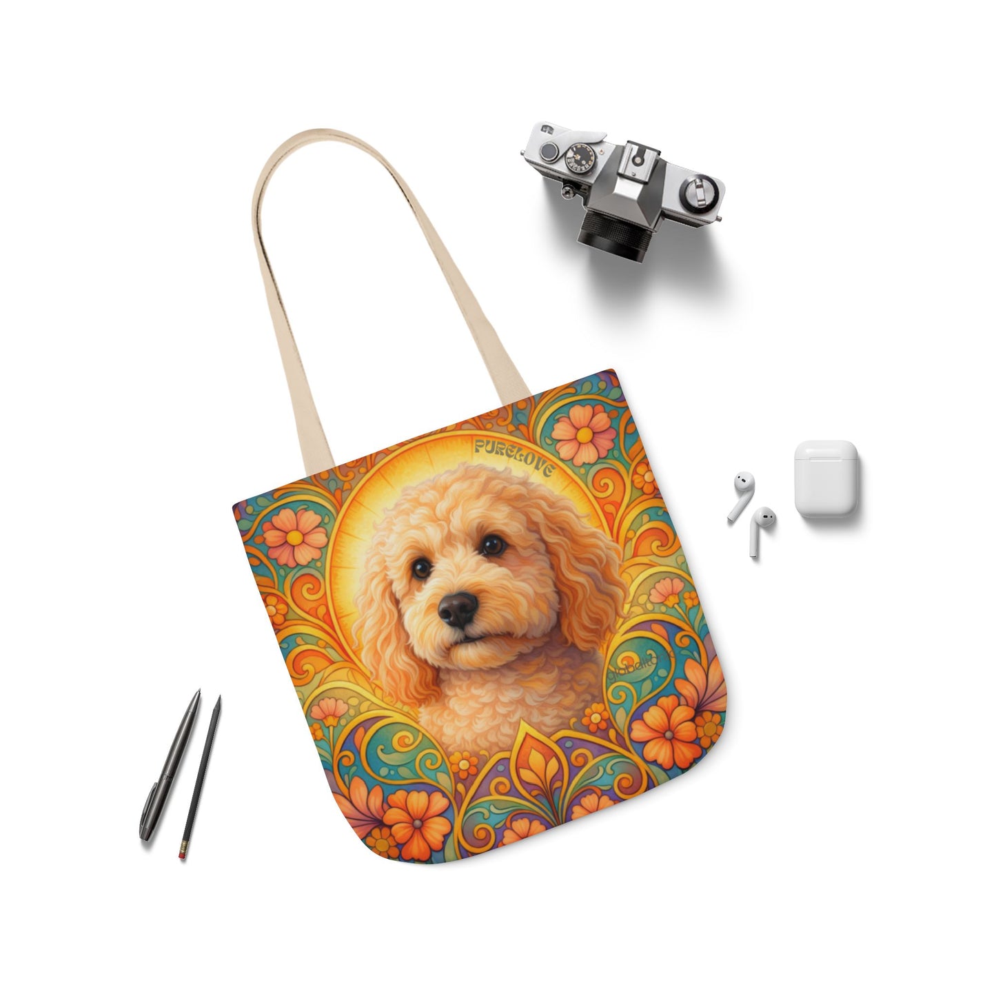 Goldendoodle (Groodle) All-Over Print Canvas Tote Bag – Colourful Artistic Dog Lover Gift