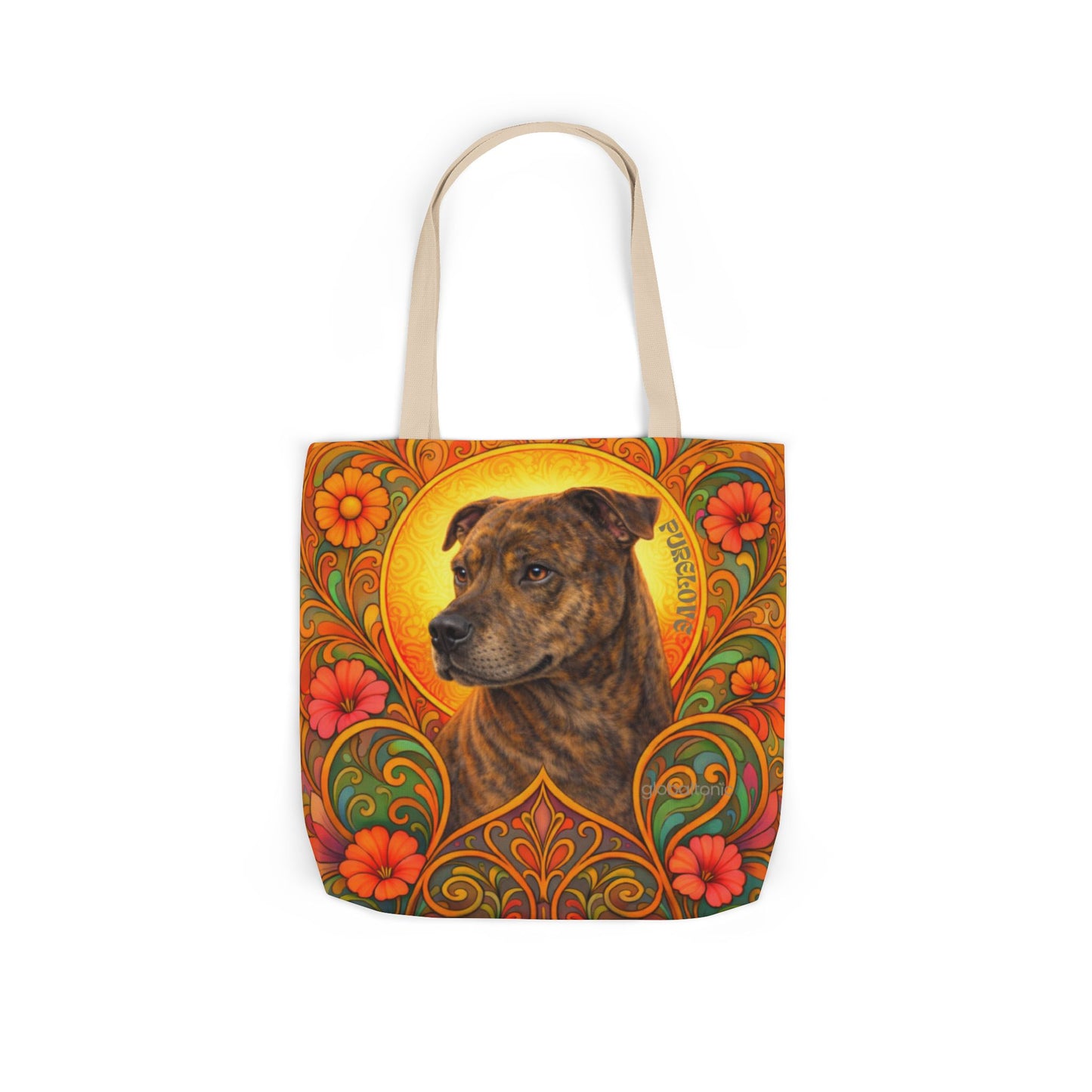 Staffy Brown All-Over Print Canvas Tote Bag – Colourful Artistic Dog Lover Gift