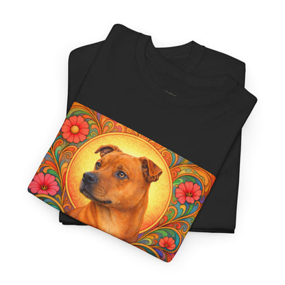 Staffy Tan Vintage Graphic T-Shirt – Unisex Cotton Tee for Dog Lovers