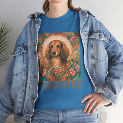 Dachshund Tan Longhair Vintage Graphic T-Shirt – Unisex Cotton Tee for Dog Lovers