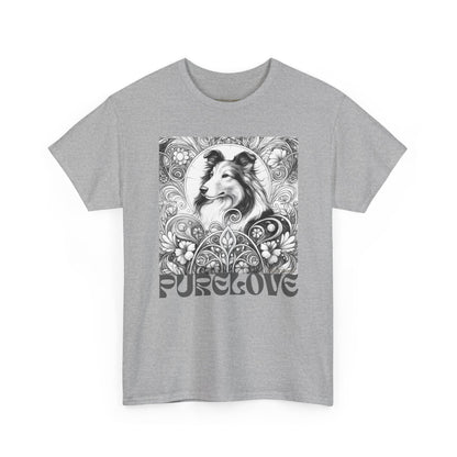 Collie Vintage Unisex Cotton Tee for Dog Lovers (Black & White)