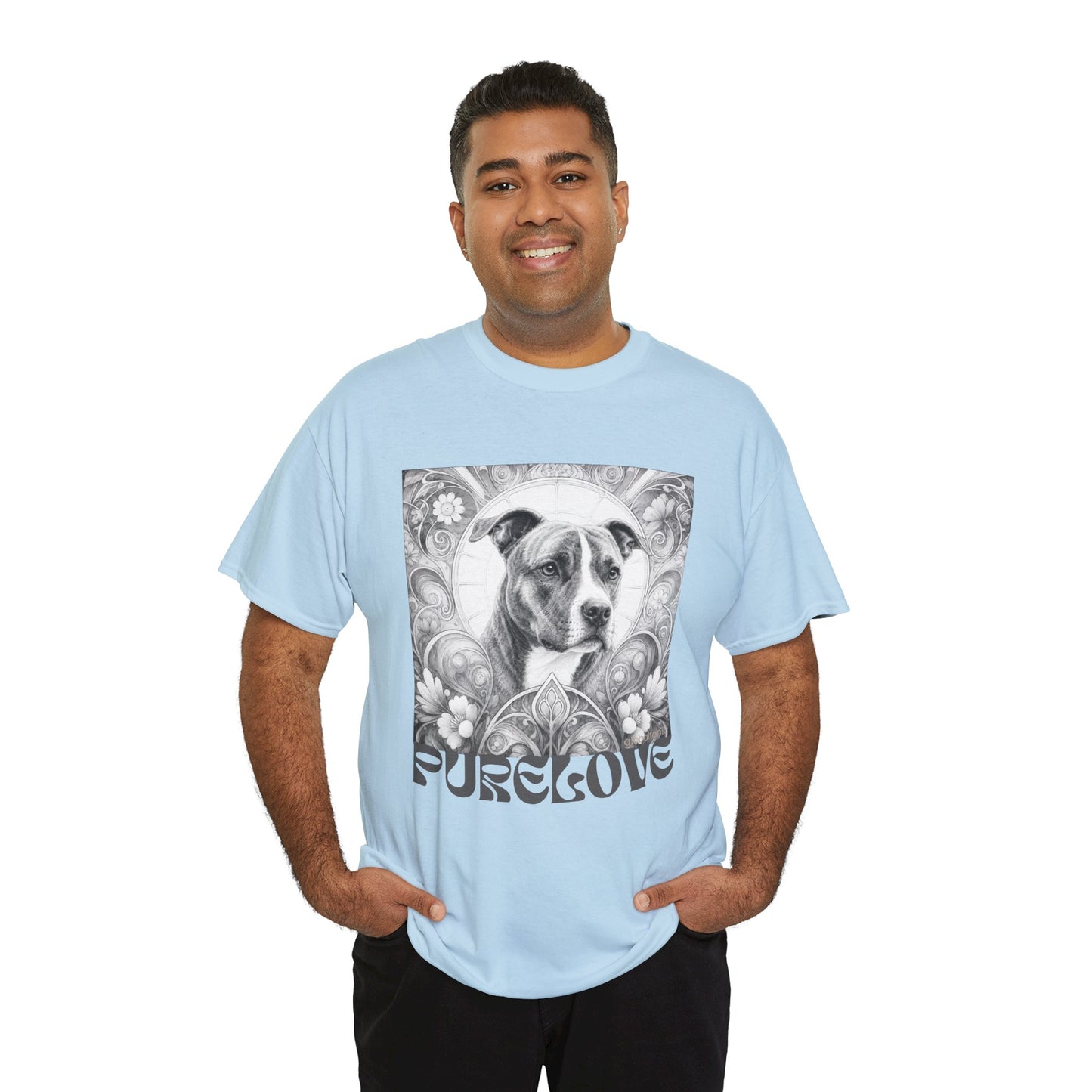 Staffy (Coco) Bull Terrier Vintage Unisex Cotton Tee for Dog Lovers (Black & White)