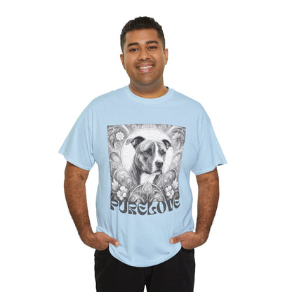 Staffy (Coco) Bull Terrier Vintage Unisex Cotton Tee for Dog Lovers (Black & White)
