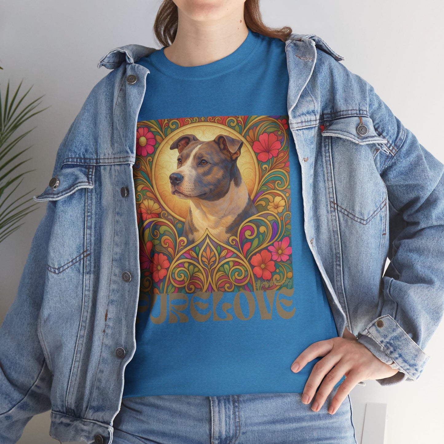 Staffy Grey & White Vintage Graphic T-Shirt – Unisex Cotton Tee for Dog Lovers