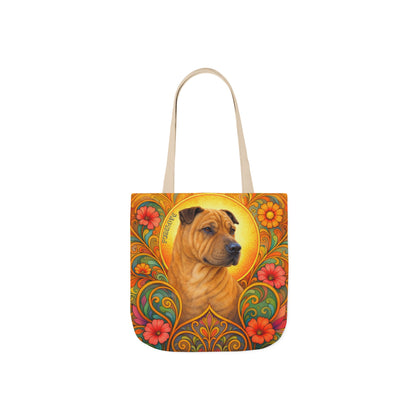 Shar Pei All-Over Print Canvas Tote Bag – Colourful Artistic Dog Lover Gift