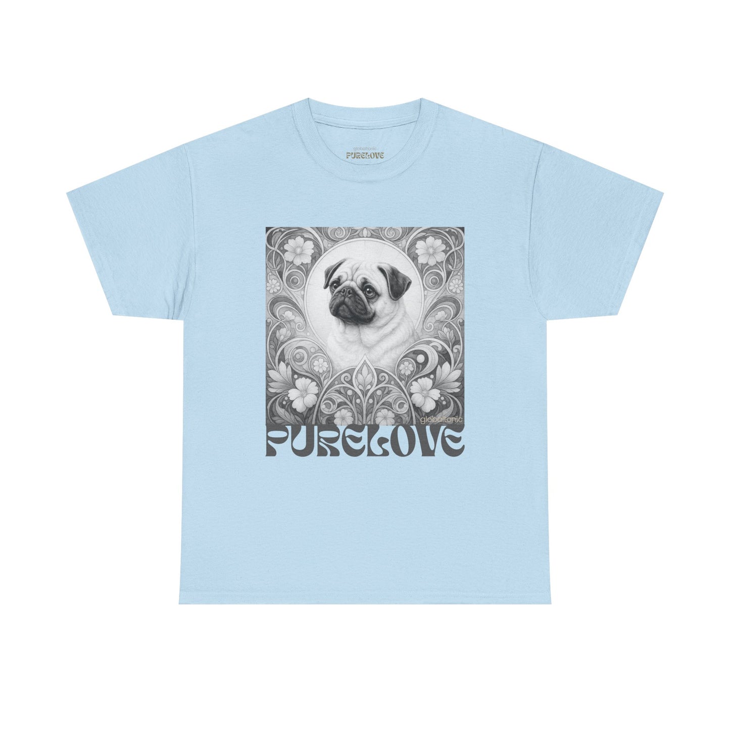 Pug Tan Vintage Unisex Cotton Tee for Dog Lovers (Black & White T-Shirt)