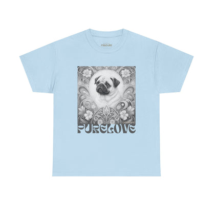 Pug Tan Vintage Unisex Cotton Tee for Dog Lovers (Black & White T-Shirt)