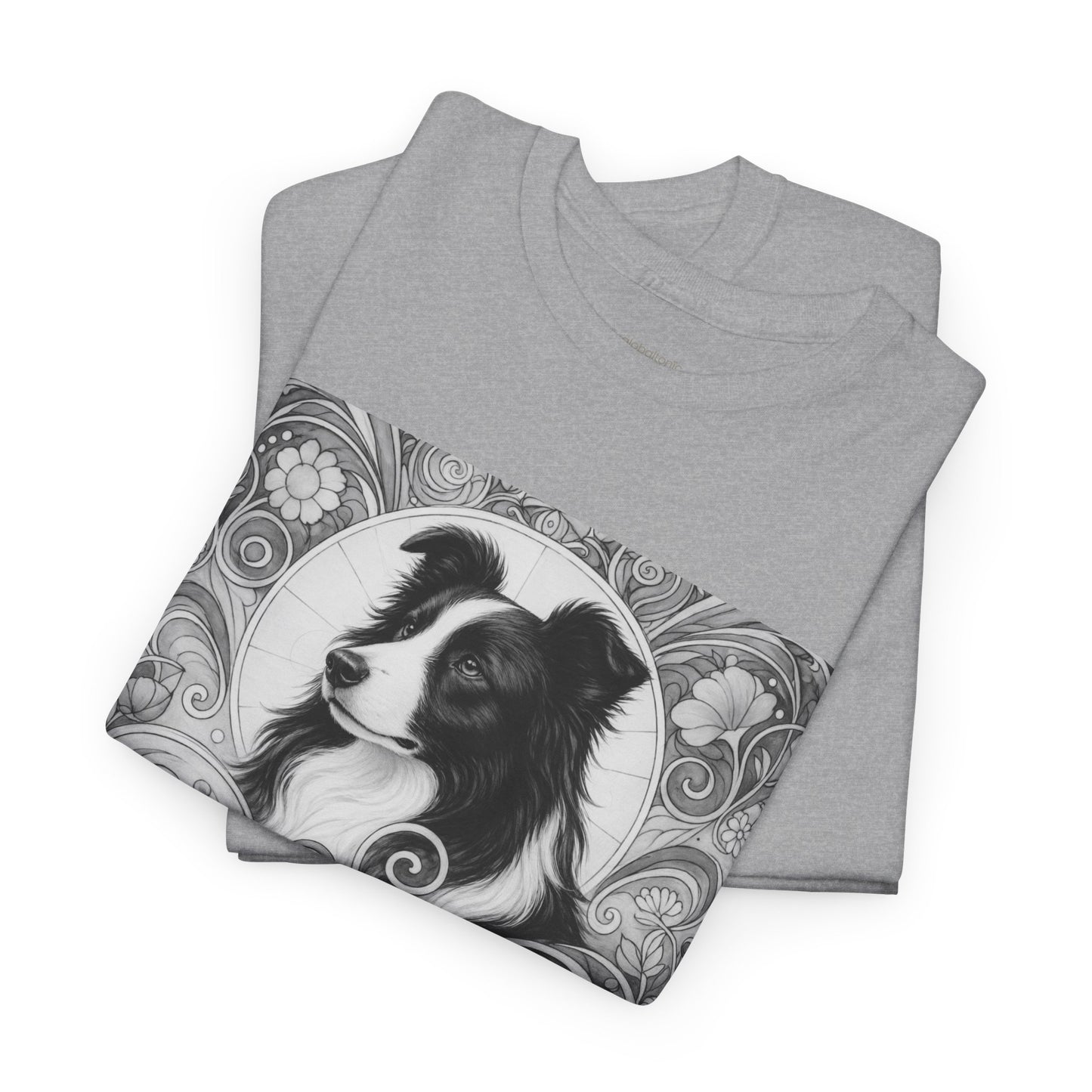 Border Collie Vintage Unisex Cotton Tee for Dog Lovers (Black & White)