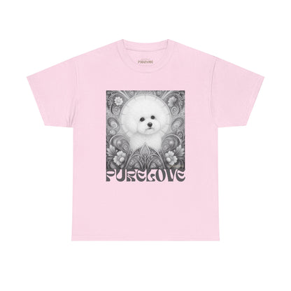 Bichon Frise Vintage Unisex Cotton Tee for Dog Lovers (Black & White)