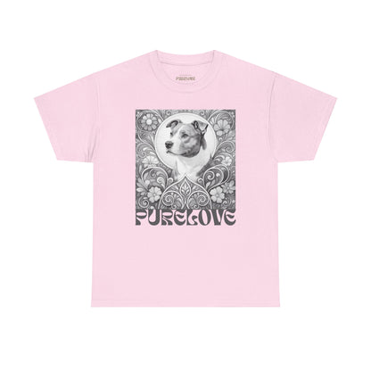 Staffy Grey & White Vintage Unisex Cotton Tee for Dog Lovers (Black & White T-Shirt)