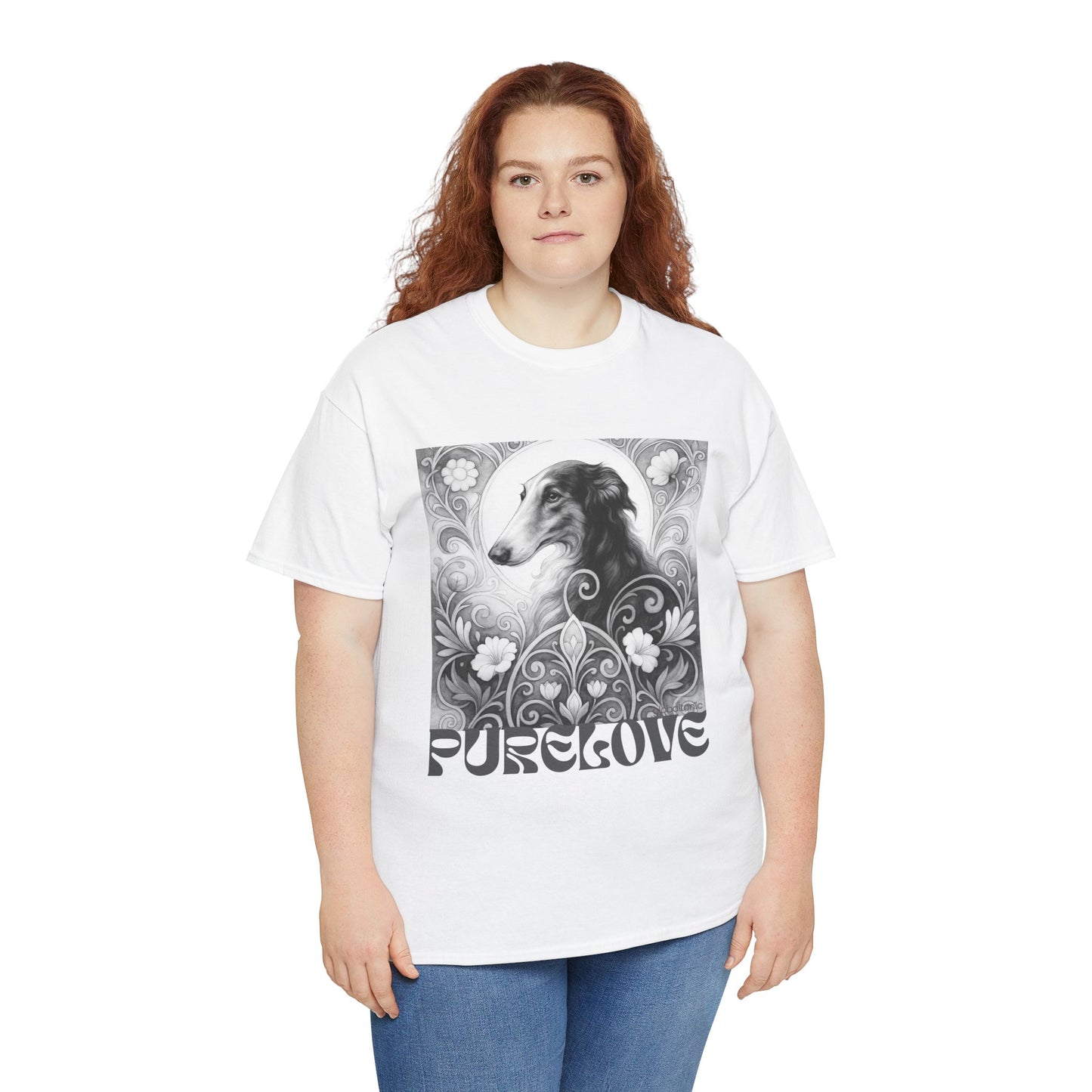 Borzoi Vintage Unisex Cotton Tee for Dog Lovers (Black & White)